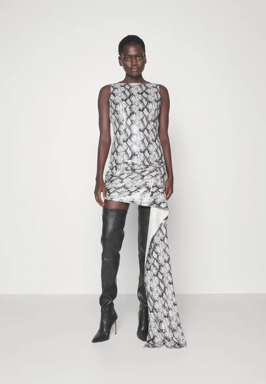 ROKH Short Dress with Tail & Buckle